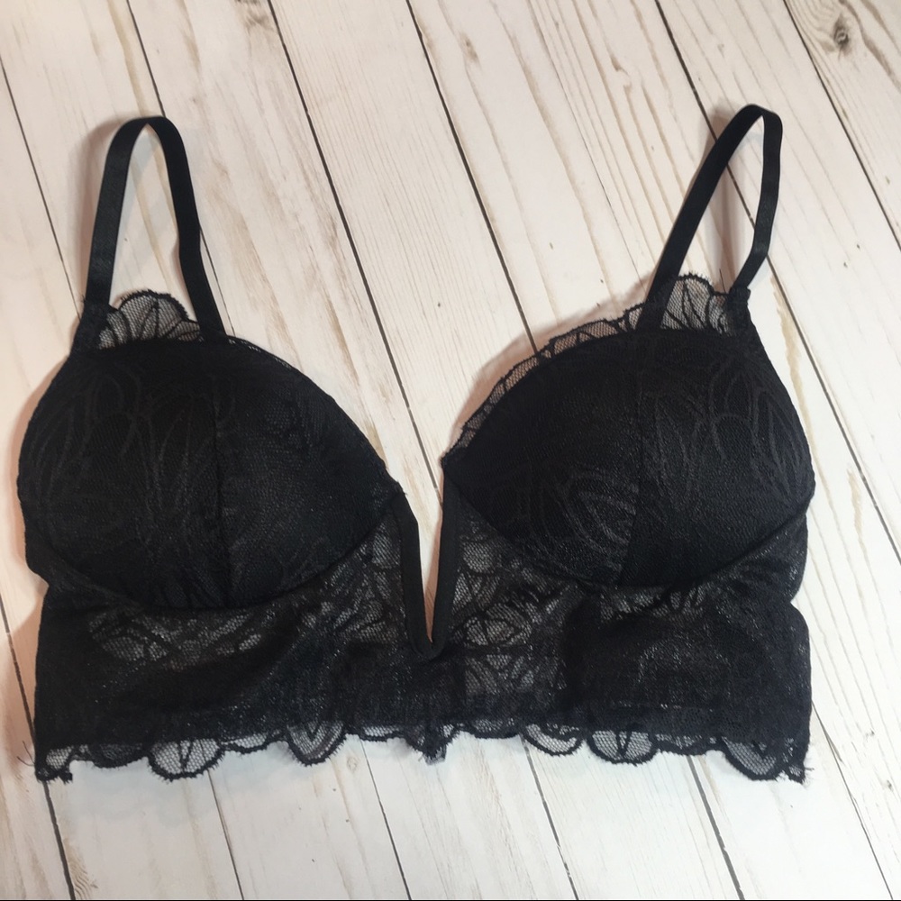 Black Lace Bra Bralette Plunge Top 34C
